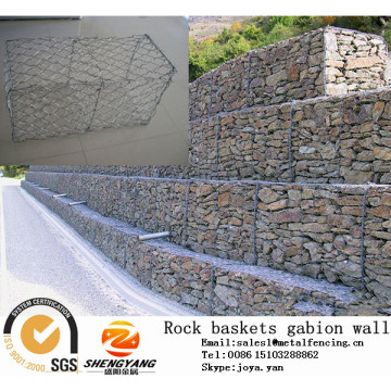 China-Fabrikeisenbahn schützende gabion Maschenzäune-Straßenisolierungsstein-gabion Körbewandfelsen-Korbmaschendraht gabion